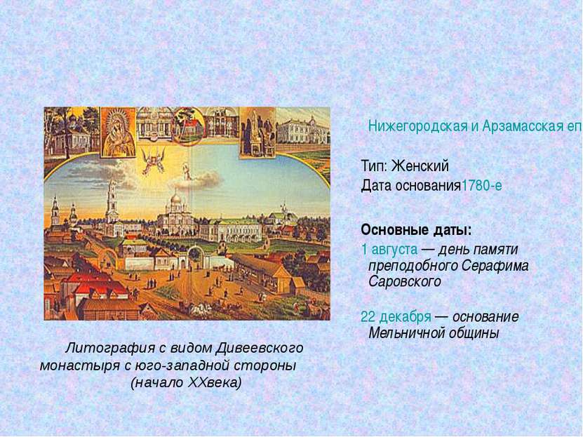 Литография с видом Дивеевского монастыря с юго-западной стороны (начало XXвек...
