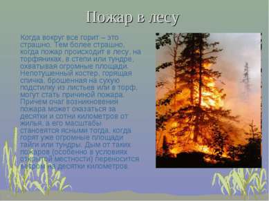Пожар в лесу Когда вокруг все горит – это страшно. Тем более страшно, когда п...