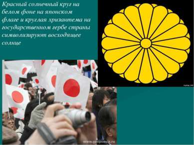 Красный солнечный круг на белом фоне на японском флаге и круглая хризантема н...