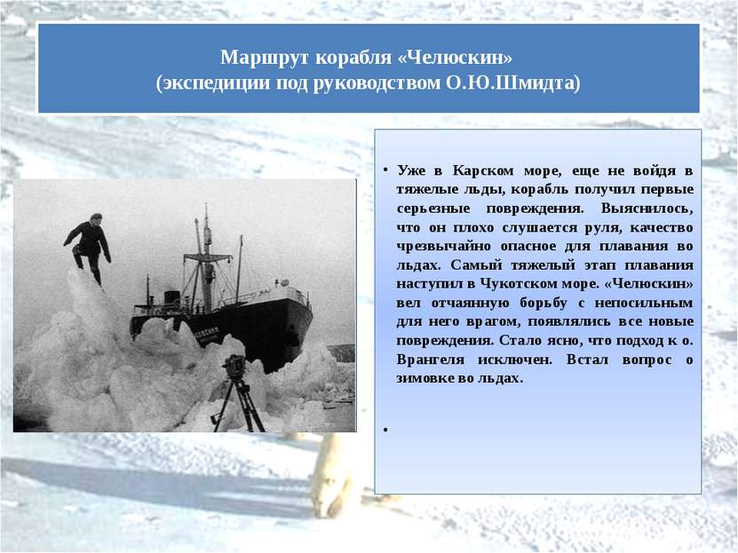 Уже в Карском море, еще не войдя в тяжелые льды, корабль получил первые серье...