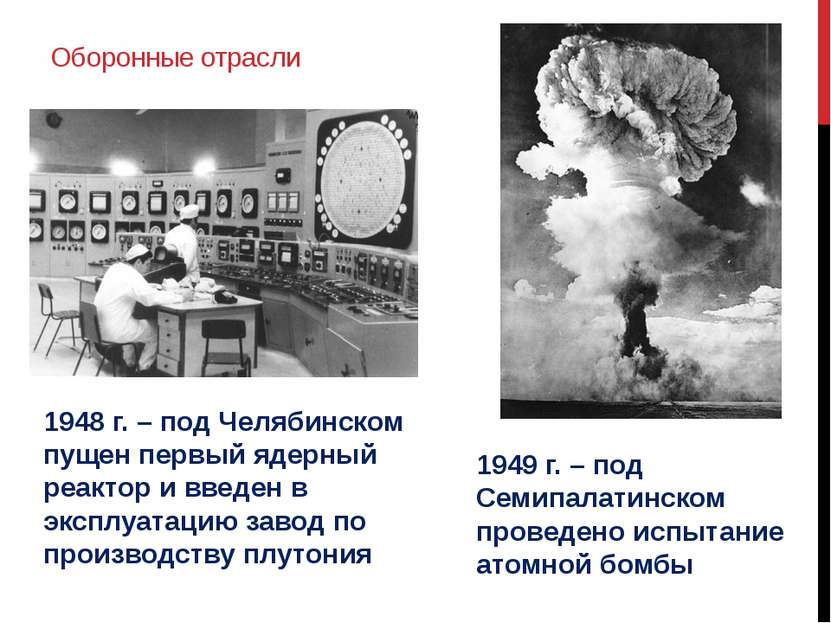 Оборонные отрасли 1948 г. – под Челябинском пущен первый ядерный реактор и вв...