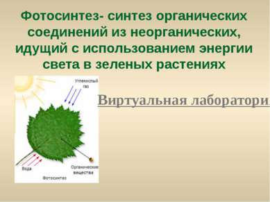 Фотосинтез- синтез органических соединений из неорганических, идущий с исполь...