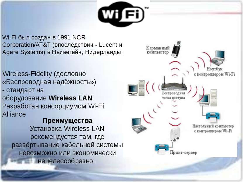 Преимущества Установка Wireless LAN рекомендуется там, где развёртывание кабе...