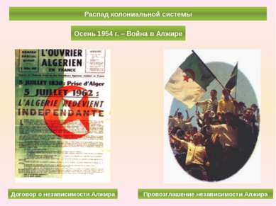 Распад колониальной системы Осень 1954 г. – Война в Алжире Договор о независи...
