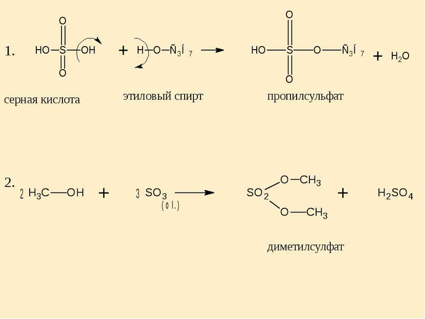 серная кислота этиловый спирт пропилсульфат 1. 2. диметилсулфат