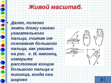 Живой масштаб. Далее, полезно знать длину своего указательного пальца, считая...