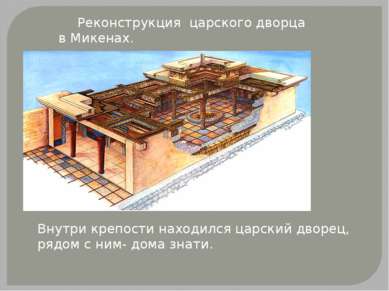 Реконструкция царского дворца в Микенах. Внутри крепости находился царский дв...