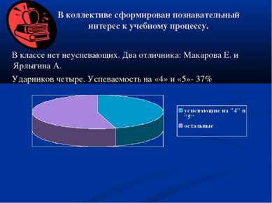 В коллективе сформирован познавательный интерес к учебному процессу. В классе...