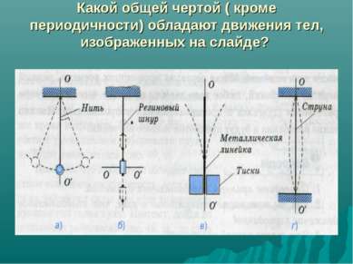 Какой общей чертой ( кроме периодичности) обладают движения тел, изображенных...