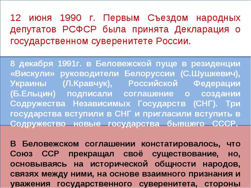 12 июня 1990 г. Первым Съездом народных депутатов РСФСР была принята Декларац...