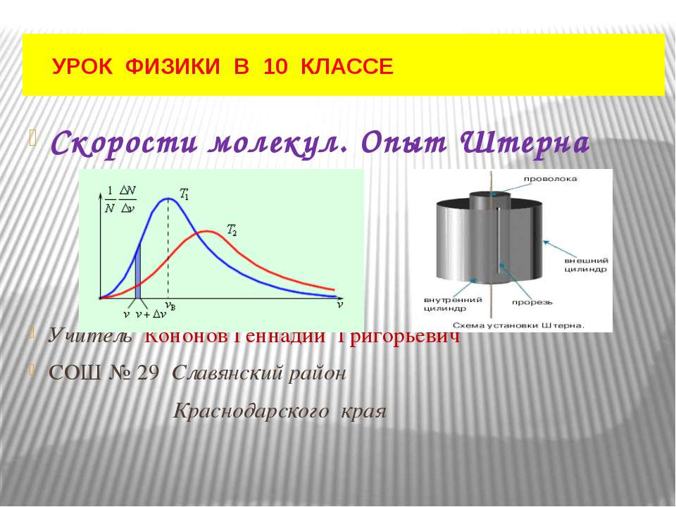Измерение скоростей молекул 10 класс презентация