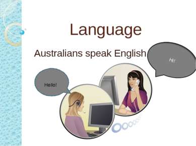 Language Australians speak English. Hello! Hi!