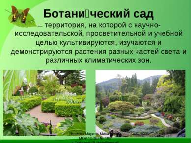 Ботани ческий сад  — территория, на которой с научно-исследовательской, просв...