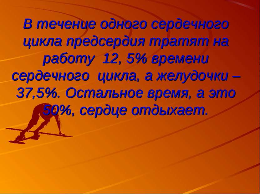 В течение одного сердечного цикла предсердия тратят на работу 12, 5% времени ...