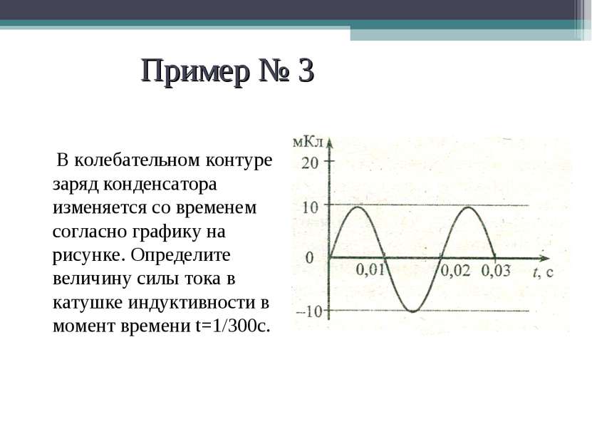 Пример № 3 В колебательном контуре заряд конденсатора изменяется со временем ...