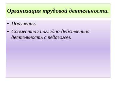 Организация трудовой деятельности. Поручения. Совместная наглядно-действенная...