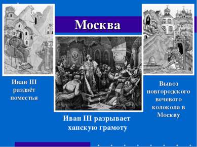 Вывоз новгородского вечевого колокола в Москву Иван III раздаёт поместья Иван...