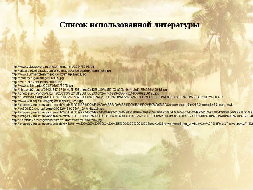 Список использованной литературы http://www.vokrugsveta.ru/photo/thumbnails/1...