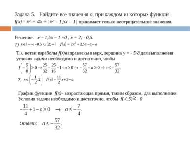Задача 5. Найдите все значения а, при каждом из которых функция f(x)= x2 + 4x...