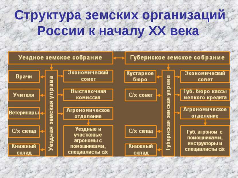 Структура земских организаций России к началу ХХ века