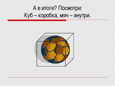 А в итоге? Посмотри: Куб – коробка, мяч – внутри.
