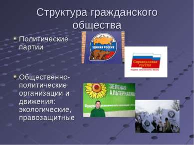 Структура гражданского общества Политические партии Общественно-политические ...
