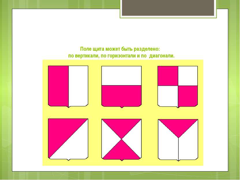 Поле щита может быть разделено: по вертикали, по горизонтали и по диагонали.