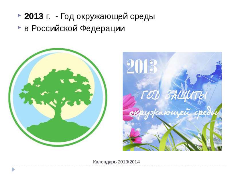 Календарь 2013/2014 2013 г. - Год окружающей среды в Российской Федерации Кал...