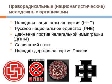 Праворадикальные (националистические) молодежные организации Народная национа...