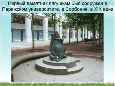 Первый памятник лягушкам был сооружен в Парижском университете, в Сорбонне, в...