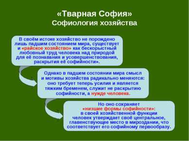 «Тварная София» Софиология хозяйства В своём истоке хозяйство не порождено ли...