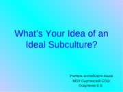 What’s Your Idea of an Ideal Subculture (Что вы думаете об идеальной субкульт...
