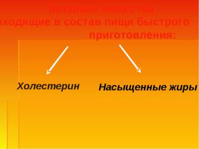 Вредные вещества входящие в состав пищи быстрого приготовления: Холестерин На...