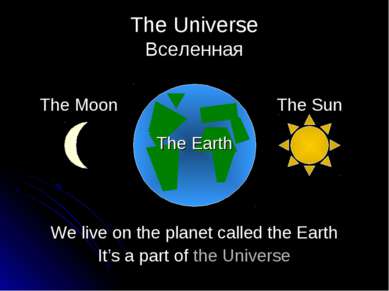 The Universe Вселенная We live on the planet called the Earth It’s a part of ...