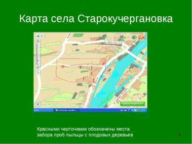 * Карта села Старокучергановка Красными черточками обозначены места забора пр...
