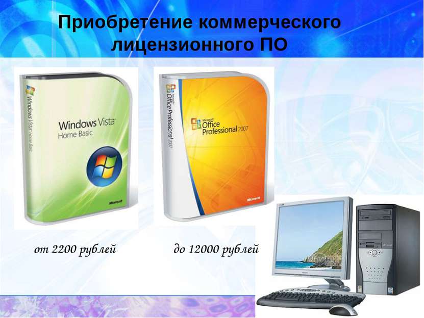 Приобретение коммерческого лицензионного ПО от 2200 рублей до 12000 рублей