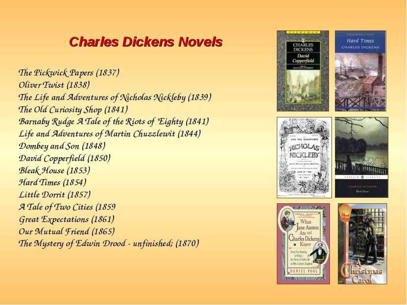 Charles Dickens Novels The Pickwick Papers (1837) Oliver Twist (1838) The Lif...