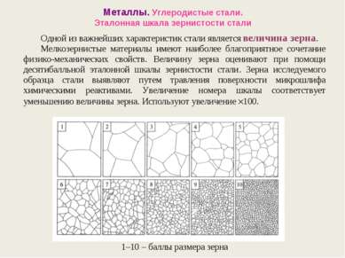 Металлы. Углеродистые стали. Эталонная шкала зернистости стали