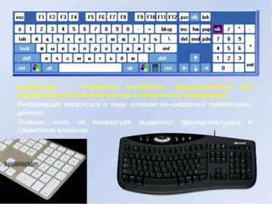 Клавиатура – клавишное устройство, предназначенное для управления работой ком...