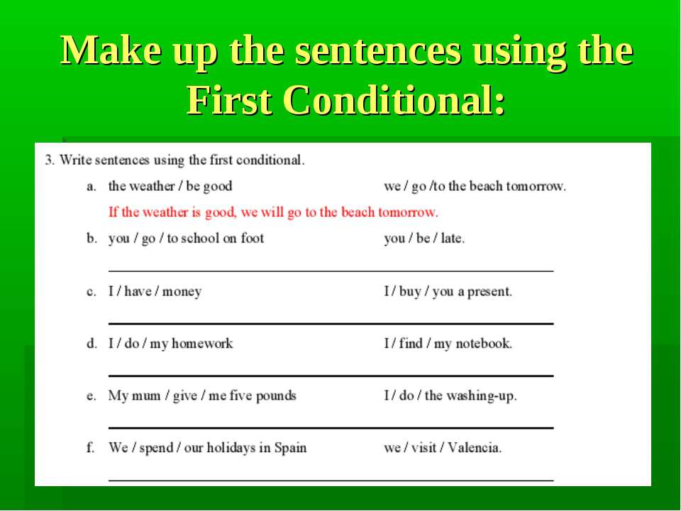 Make sentences with well. Ферст кондишинал. First conditional презентация. Conditional sentences 1. Make the first conditional sentence.