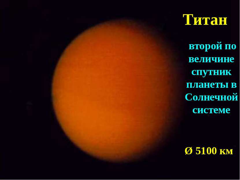 Титан второй по величине спутник планеты в Солнечной системе Ø 5100 км