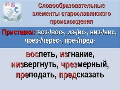 Словообразовательные элементы старославянского происхождения Приставки: воз-/...