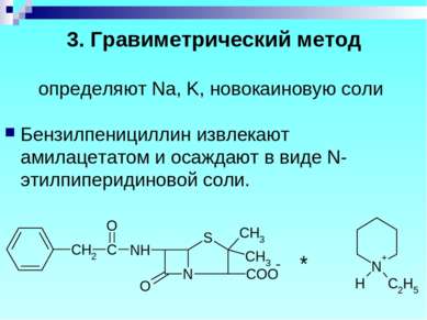 определяют Na, K, новокаиновую соли Бензилпенициллин извлекают амилацетатом и...