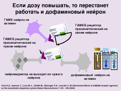 Если дозу повышать, то перестанет работать и дофаминовый нейрон Cruz H.G., Iv...