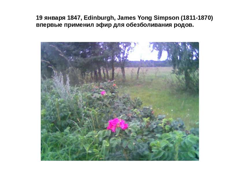 19 января 1847, Edinburgh, James Yong Simpson (1811-1870) впервые применил эф...