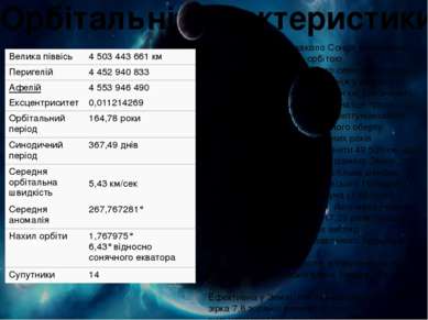 Орбітальні характеристики Нептун рухається навколо Сонця еліптичною, близькою...