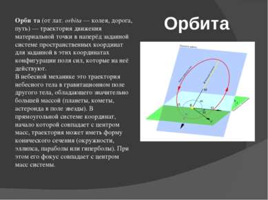 Орбита Орби та (от лат. orbita — колея, дорога, путь) — траектория движения м...