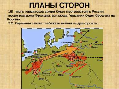 ПЛАНЫ СТОРОН 1/8 часть германской армии будет противостоять России после разг...