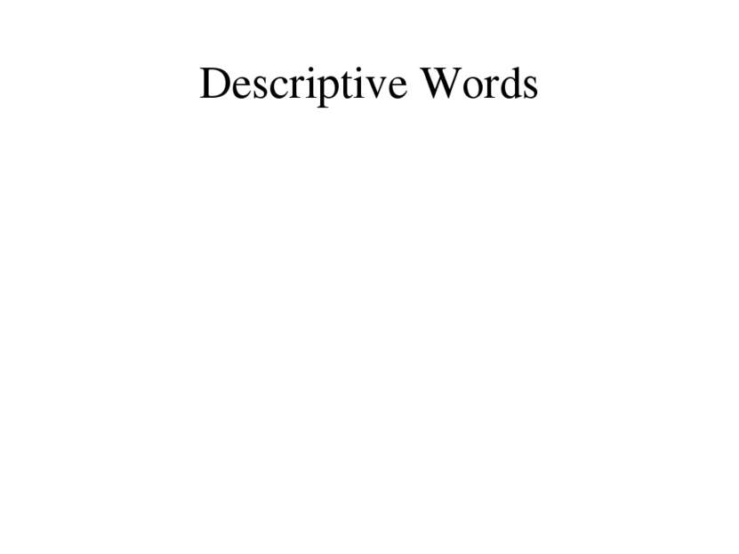 Descriptive Words