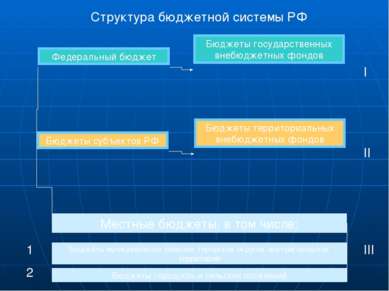 Структура бюджетной системы РФ Федеральный бюджет Бюджеты государственных вне...